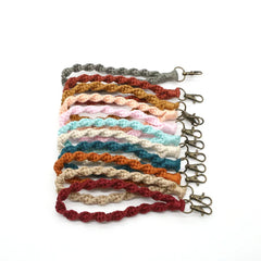 Macrame Wristlet Keychain Mom Bag Cotton Key Ring