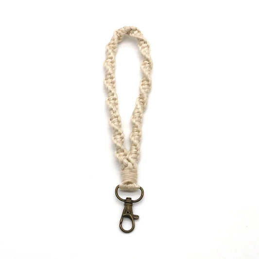 Macrame Wristlet Keychain Mom Bag Cotton Key Ring