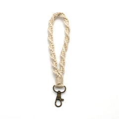 Macrame Wristlet Keychain Mom Bag Cotton Key Ring