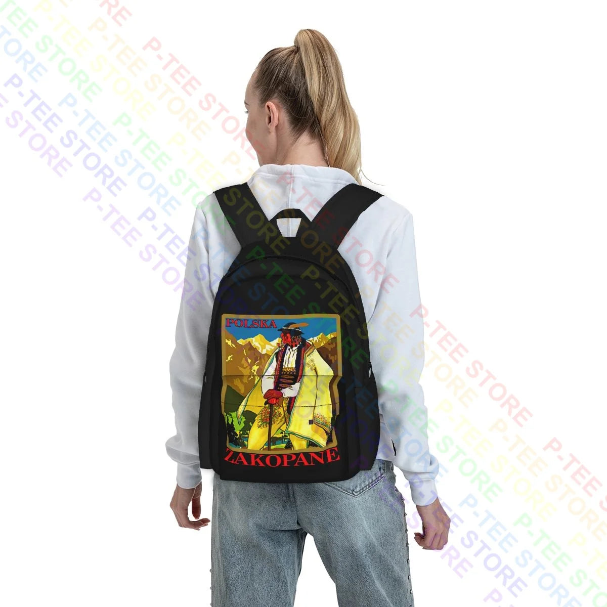 Zakopane Poland 01 Large Capacity Backpack Vintage Art Print