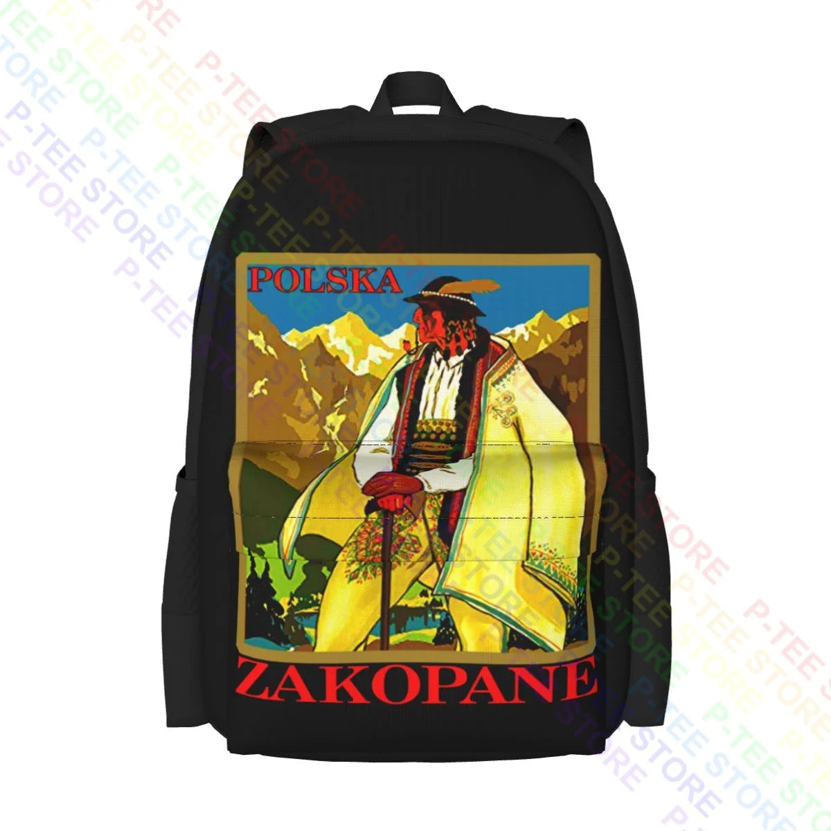 Zakopane Poland 01 Large Capacity Backpack Vintage Art Print