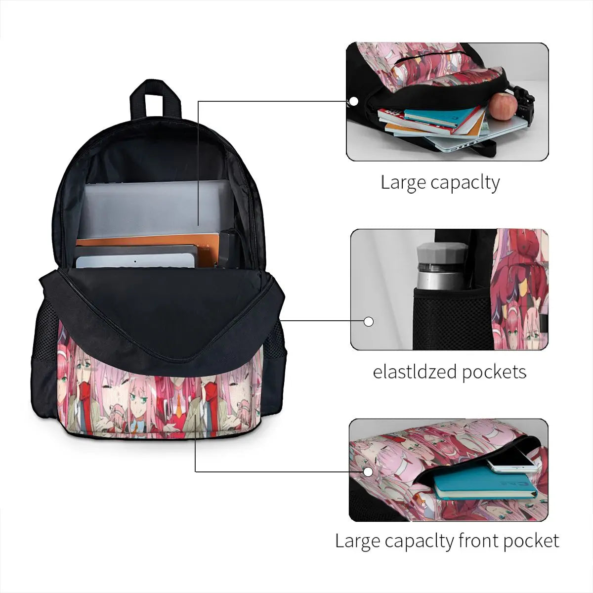 Zero Two Tribute Pattern 2 Backpacks Men's & Women's