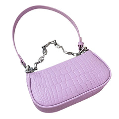 Crocodile Pattern Shoulder Bag with Chain