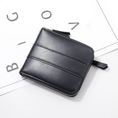 Men's Short Zipper Wallet, Milled PU Handbag for Dating, Japanese Youth Style