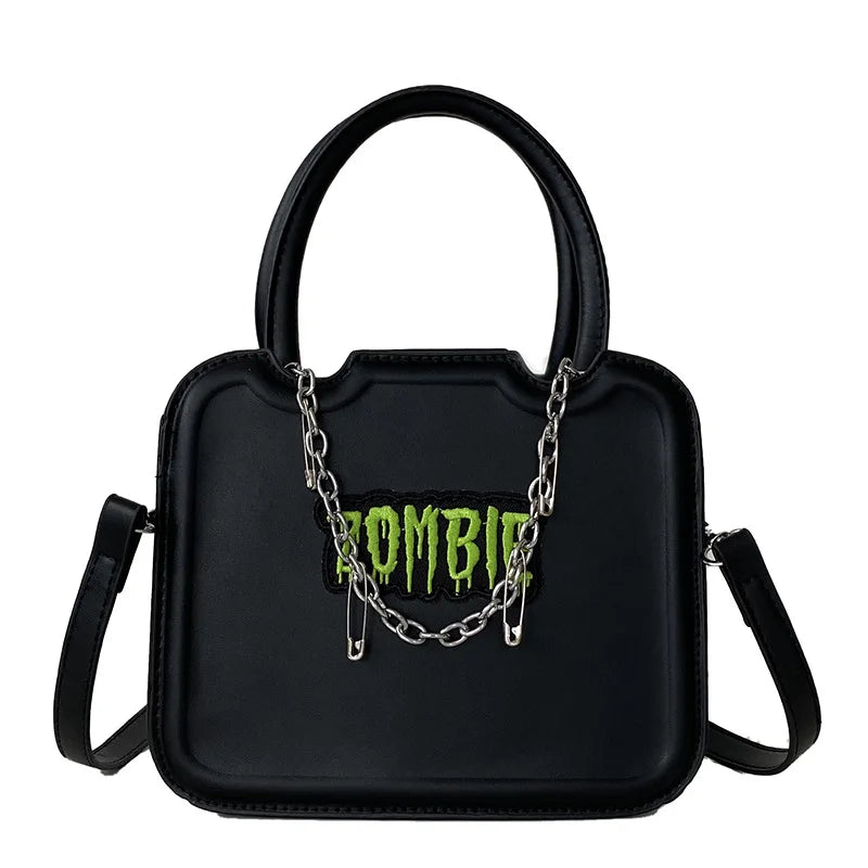Zombie Punk Shoulder Crossbody Bag Messenger Handbag Women Girl Chain PU Bags
