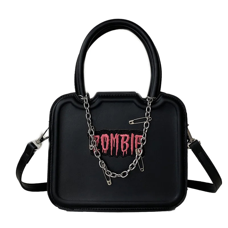 Zombie Punk Shoulder Crossbody Bag Messenger Handbag Women Girl Chain PU Bags
