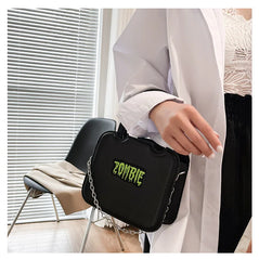 Zombie Punk Shoulder Crossbody Bag Messenger Handbag Women Girl Chain PU Bags