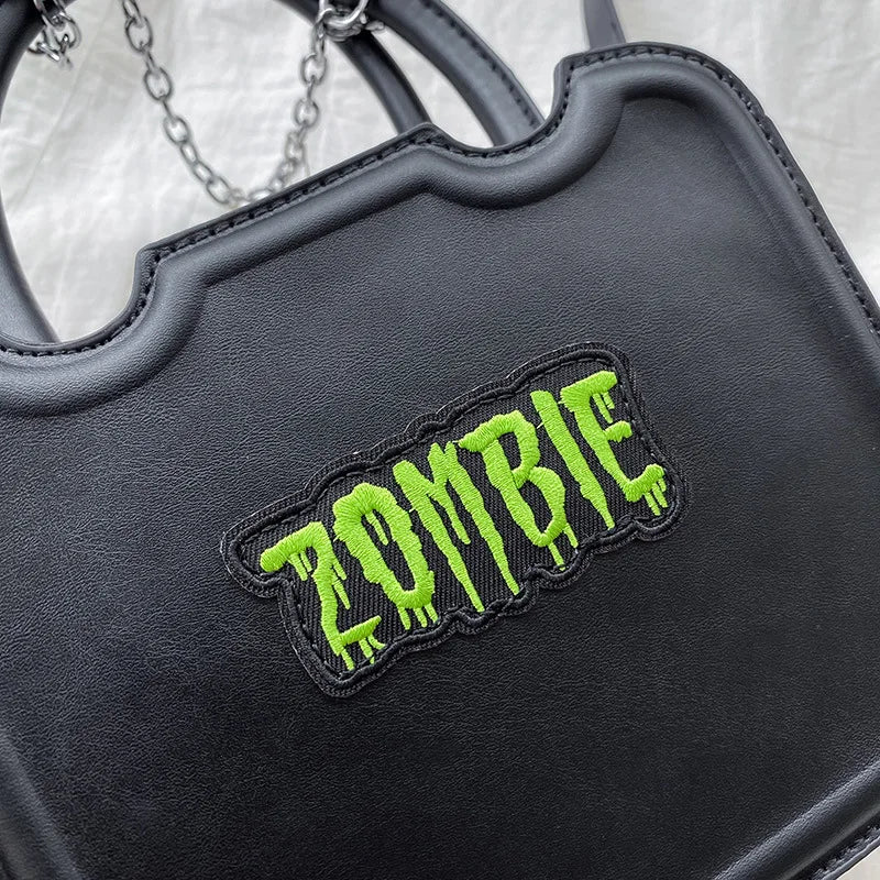 Zombie Punk Shoulder Crossbody Bag Messenger Handbag Women Girl Chain PU Bags
