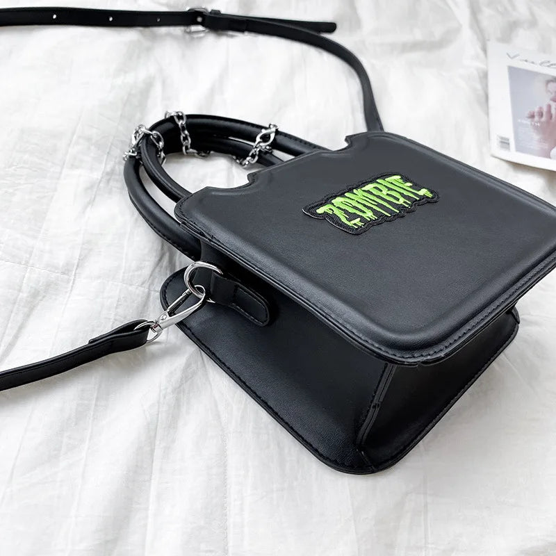 Zombie Punk Shoulder Crossbody Bag Messenger Handbag Women Girl Chain PU Bags