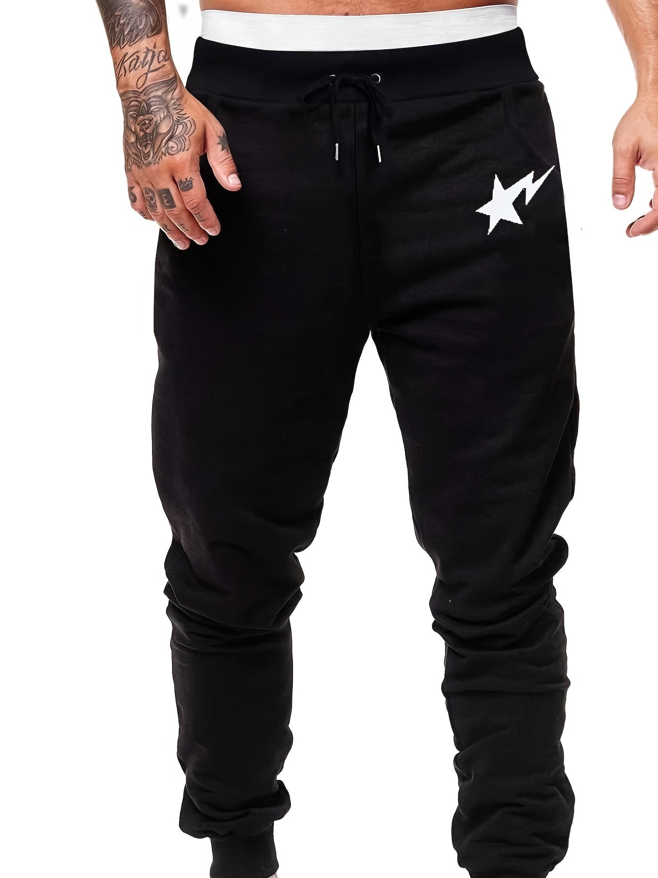 Men's Lightning Print Drawstring Sweatpants Elastic Waist Active Jogger Pants