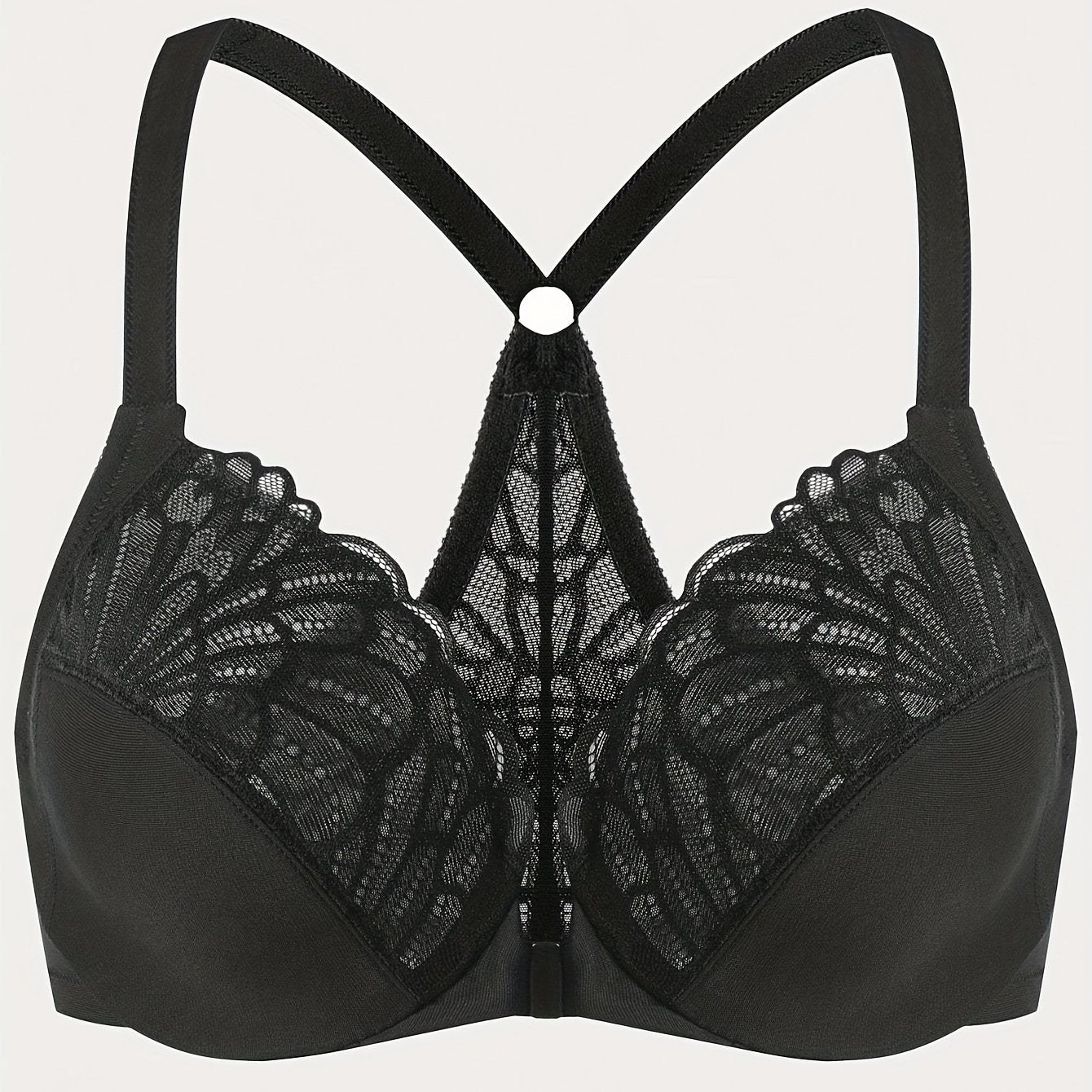 Bra Women's Lace Closure Front Racer Back Full Cover Underwire Bra