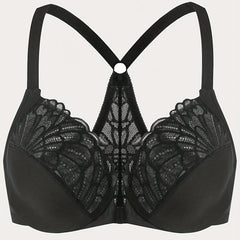 Bra Women's Lace Closure Front Racer Back Full Cover Underwire Bra