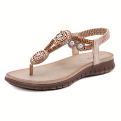 Boho Beads Flat Sandals Thong Slip-On Anti-Skid Shoes