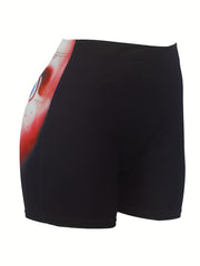 Graphic Print Skinny Shorts Yoga Casual Summer Shorts Women's Clothing
