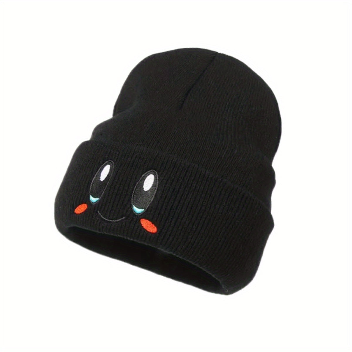 Anime Smiling Embroidery Beanie Hat Cute Lightweight Warm Ski Hats