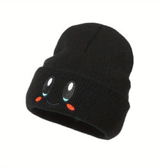 Anime Smiling Embroidery Beanie Hat Cute Lightweight Warm Ski Hats