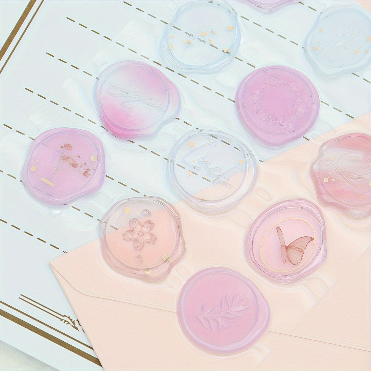DIY Butterfly Flower Lacquer Drop Glue Stamp Stickers 15pcs