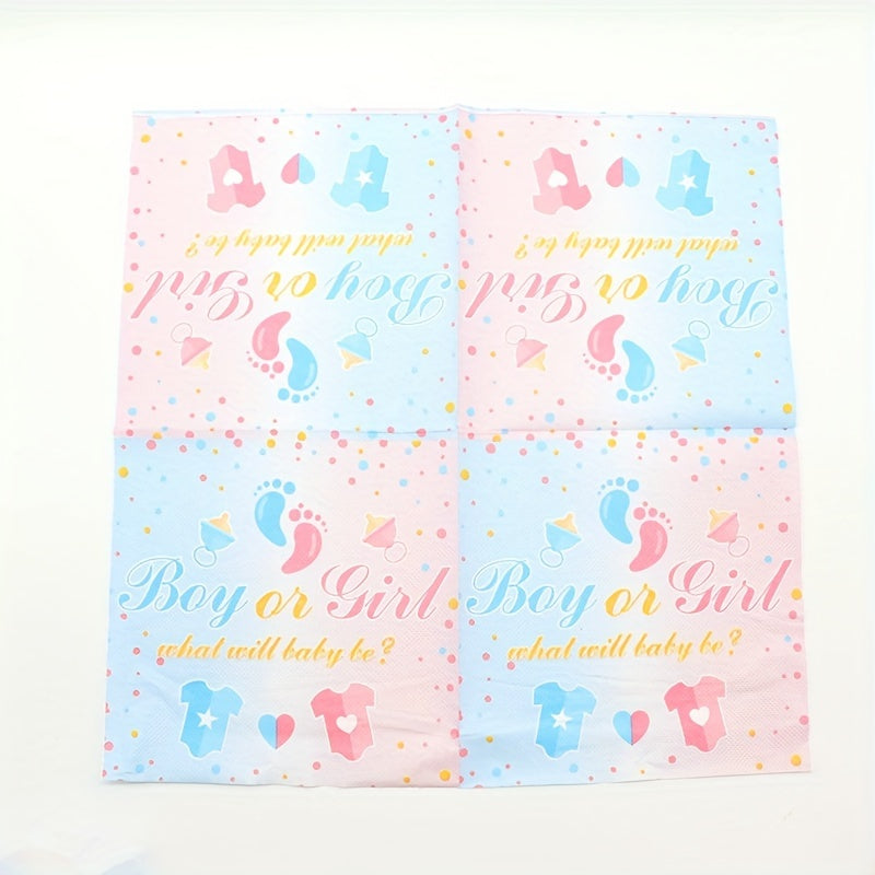 20pcs Gender Reveal Party Luncheon Napkins For Pink Party Tableware Decorations