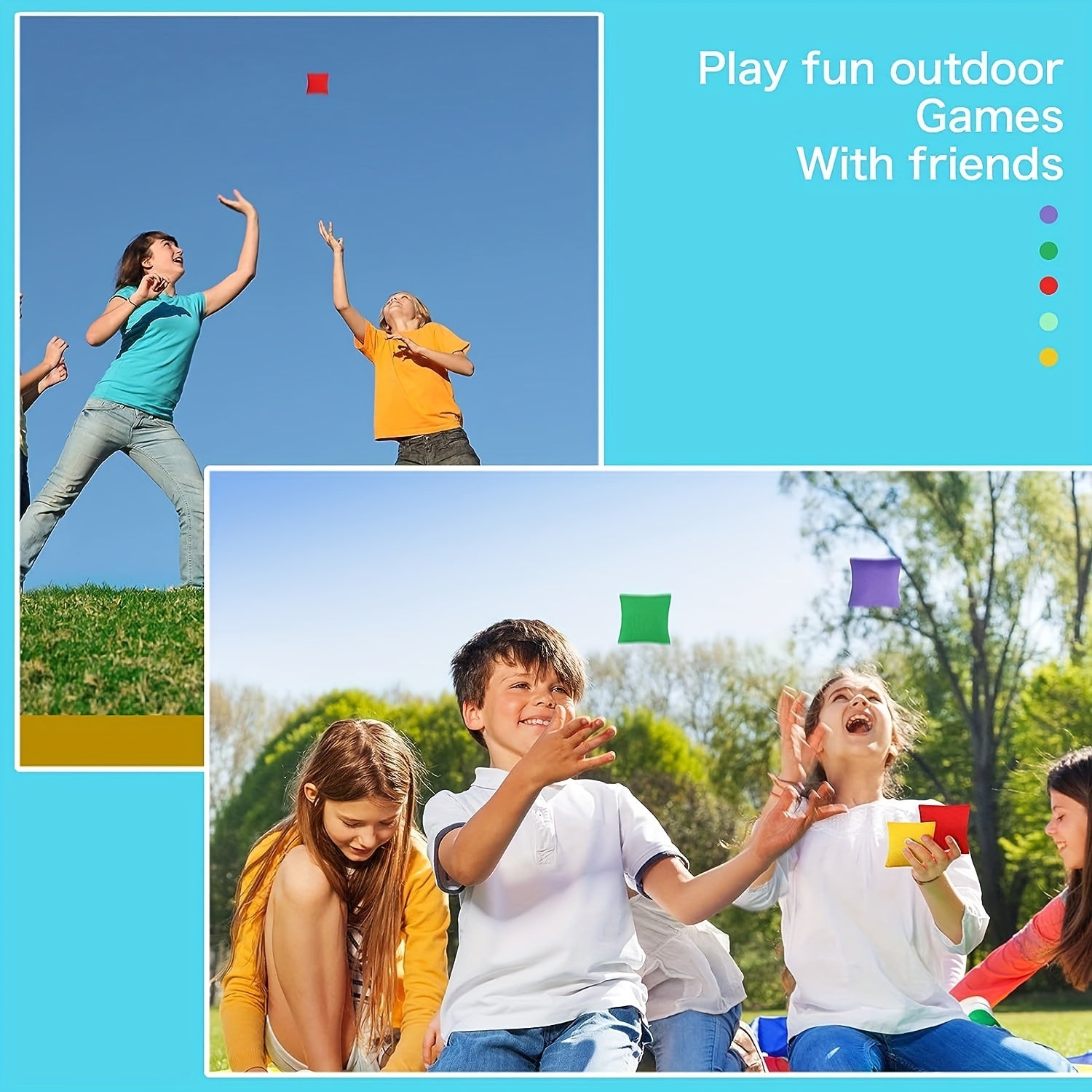 Outdoor Family Bean Bag Toss Game Set - Small Bean Bags for Kids