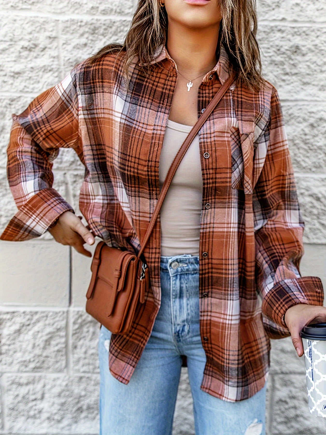 Gingham Graphic Long Sleeve Lapel Casual Shirt