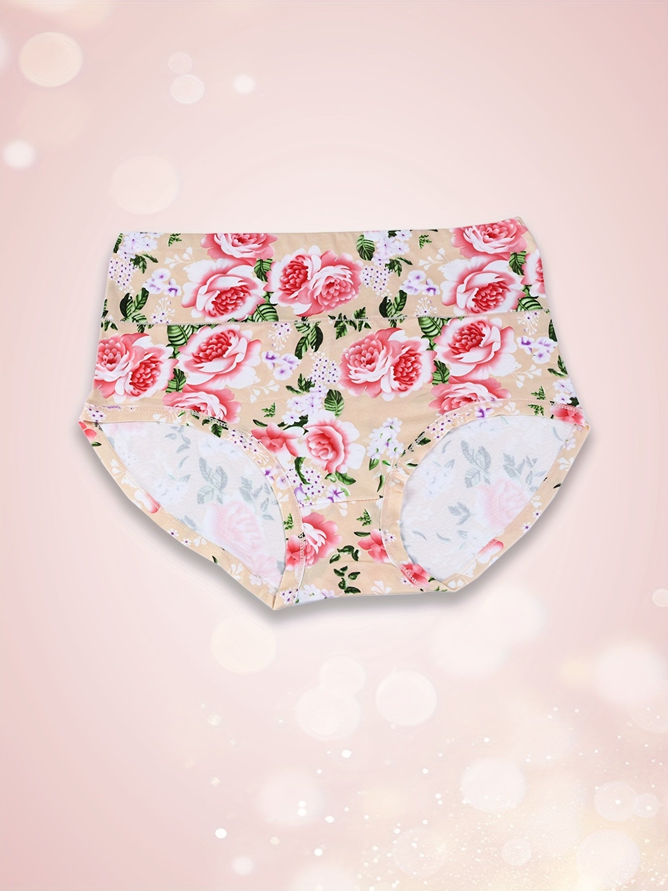 3pcs Floral Print Briefs Stretchy Intimates Panties Women's Lingerie
