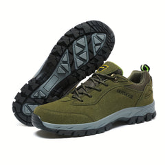 Men's Solid Hiking Shoes Non Slip Lace Up Sneakers