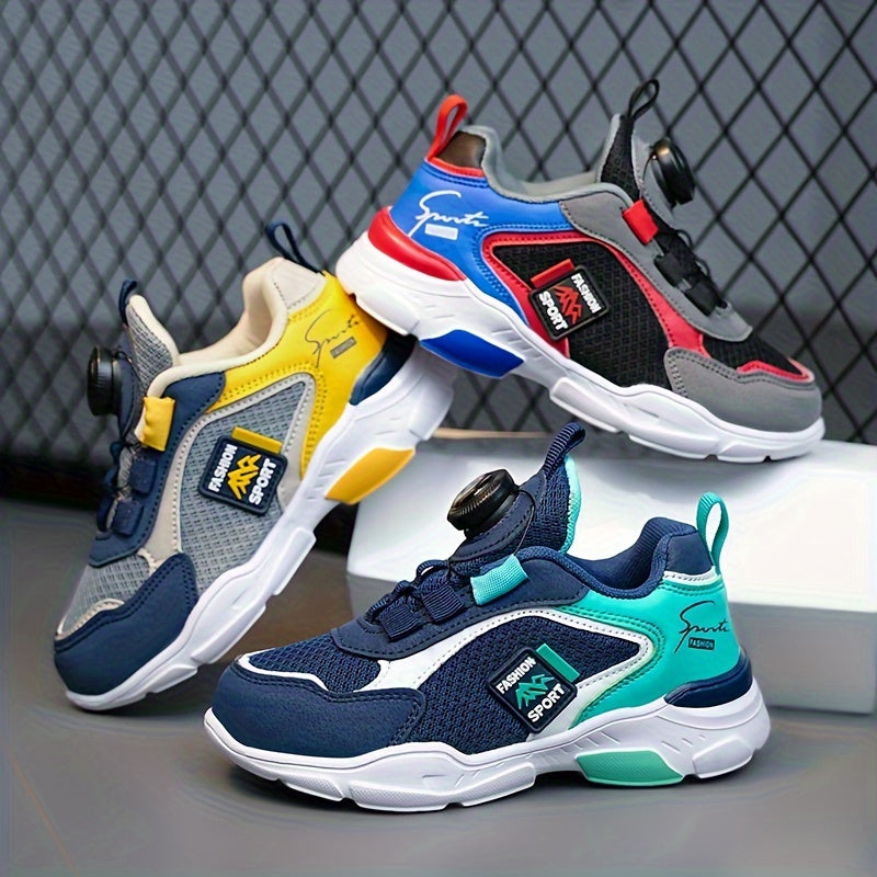 Boy's Chunky Shoes Rotating Buckle Comfy Breathable Non Slip Sneakers