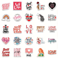 50pcs Self Love Motivational Graffiti Stickers for Laptop Water Bottle Luggage