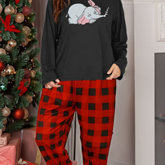 Lounge Set Women's Elephant & Butterfly Print Pajamas 2 Piece Set