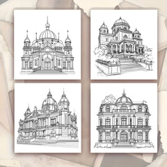 Deluxe Architectural Coloring Book Stress Relief Art for Adults & Teens