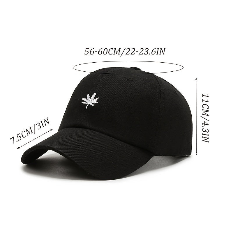 Stylish Leaf Embroidered Curved Brim Baseball Cap Men Women