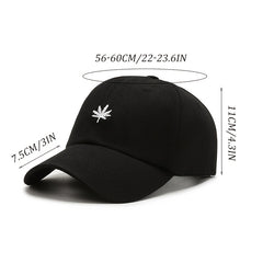 Stylish Leaf Embroidered Curved Brim Baseball Cap Men Women