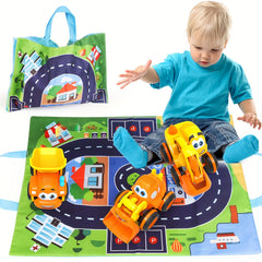 Cartoon Construction Vehicles Toy Set For Toddlers 3 Different Styles Of Orange