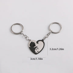Cat Matching Keychain For Couples Friends Heart Keychains For Women Men