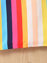 Girls Rainbow Stripes Print Cami Dress Beach Party Holiday Kids Summer Clothes