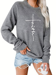 Casual Solid Sweatshirt Letter Print Pullover