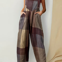Hippie Patchwork Jumpsuit Casual Squared Neck Long Length One Piece Jumpsuit
