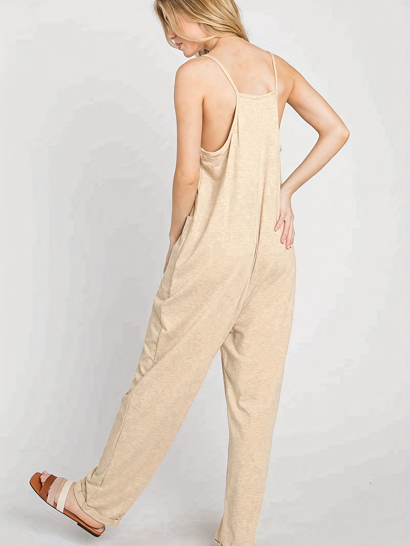 Solid Lounge Jumpsuit With Pockets - Women's Loungewear