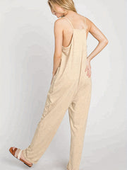 Solid Lounge Jumpsuit With Pockets - Women's Loungewear