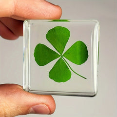 Men's Four Leaf Clover Charm Clear Glass Lucky Accessory