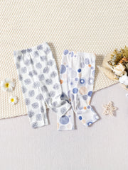 2pcs Geo Leaf Print Toddler Leggings Slim Fit Outwear