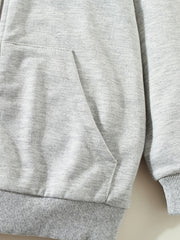 Girls Heart Print Hooded Sweatshirt Jacket with Zipper