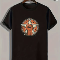 Fist & Star Print Comfy Sports T-shirt for Men