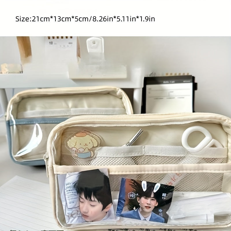 Transparent Pencil Case Stationery Box 2pcs Set