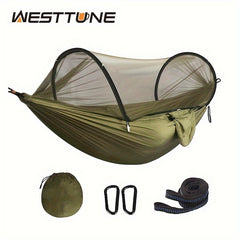 3 in 1 Camping Hammock with Mosquito Net, Automatic Quick Opening Nylon Hammock