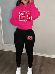 Letter Print Hoodie & Joggers Outfits 2 Piece Set