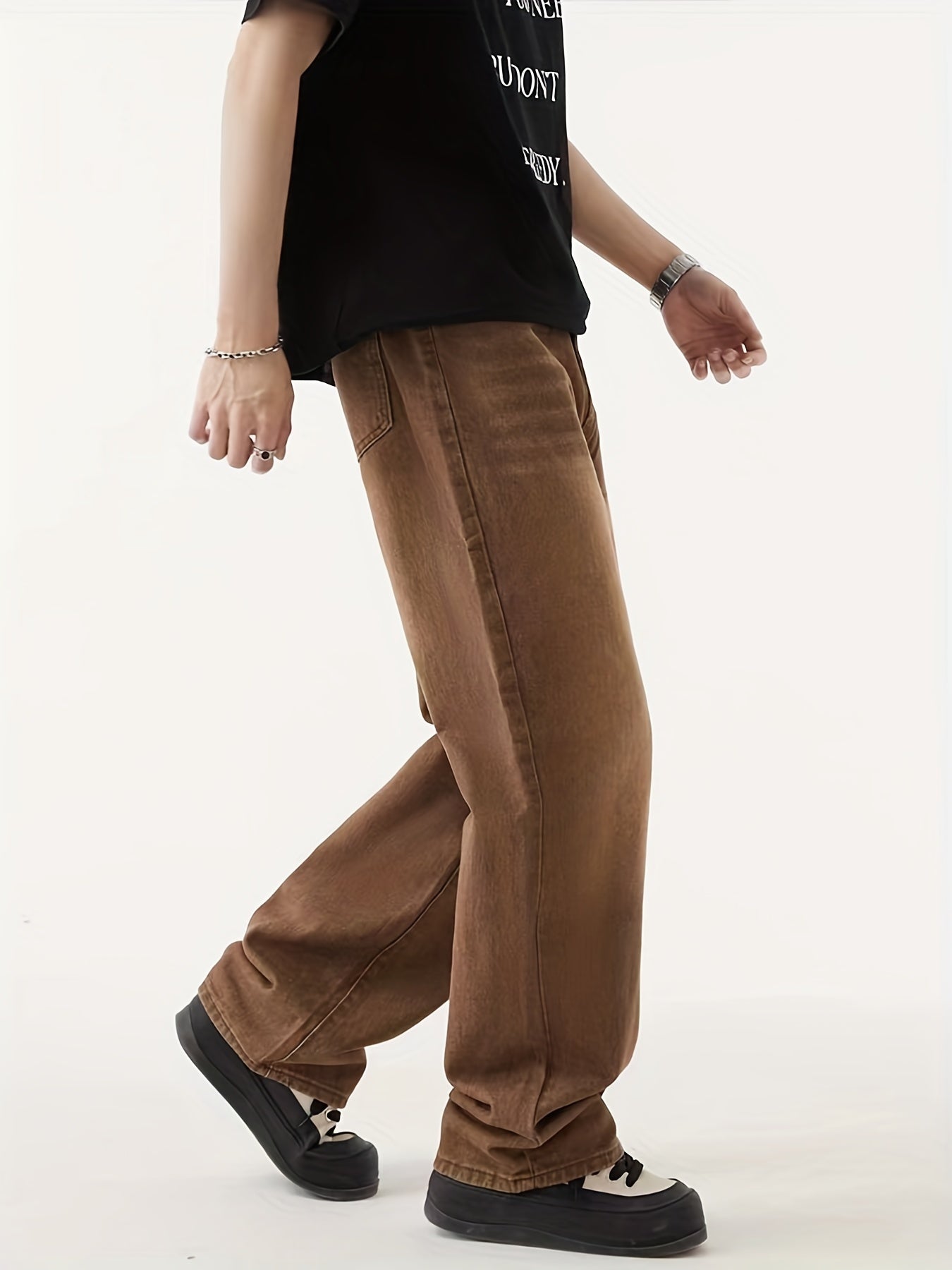 Y2k Vintage Straight Leg Jeans Men's Washed Denim Pants