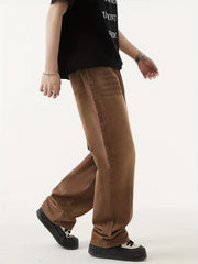 Y2k Vintage Straight Leg Jeans Men's Washed Denim Pants
