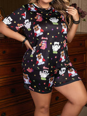 Cartoon Ghost & Pumpkin Print Pajama Set