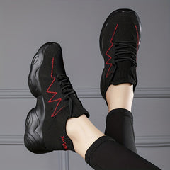 Women's Knit Chunky Sneakers Lace Up Sock Shoes